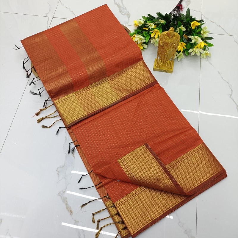 Maheshwari checked cotton saree