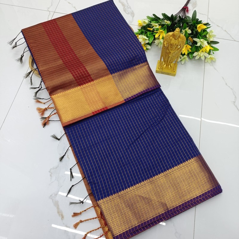 Maheshwari checked cotton saree