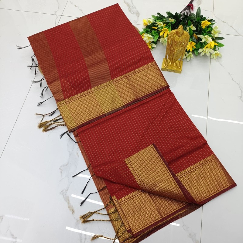Maheshwari checked cotton saree