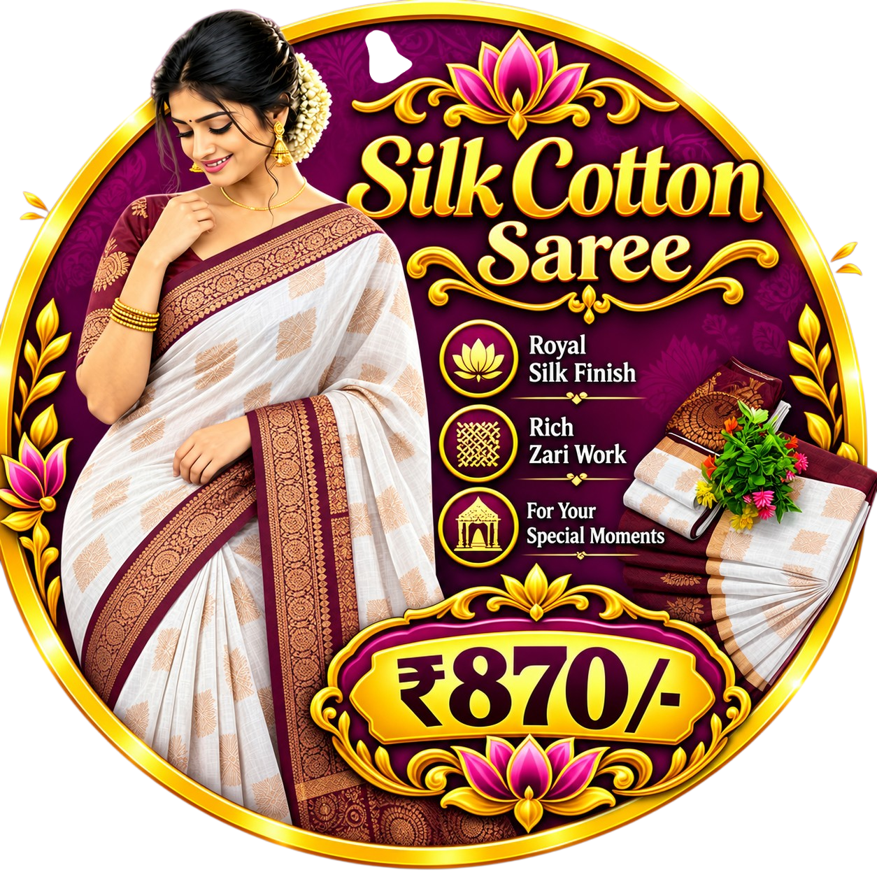 Uppada silk cotton saree