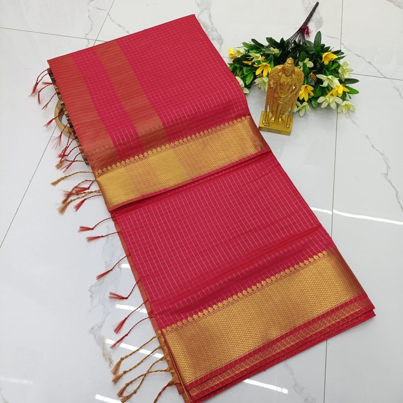 Maheshwari checked cotton saree